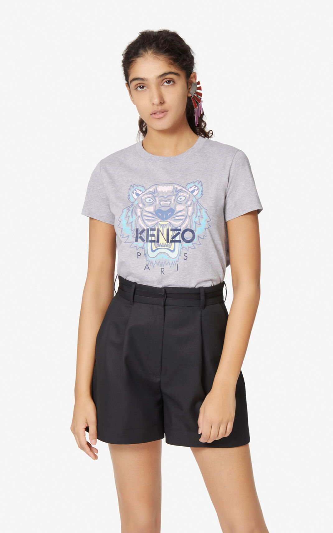 Kenzo Tiger T Shirt Grey For Womens 2168SVDRX